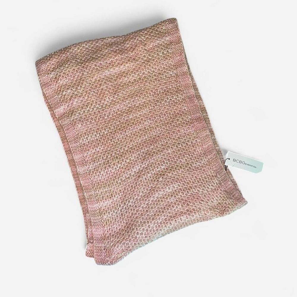 BCBGeneration Pink Tan Cream Crochet Knit Eternity Scarf - NWT